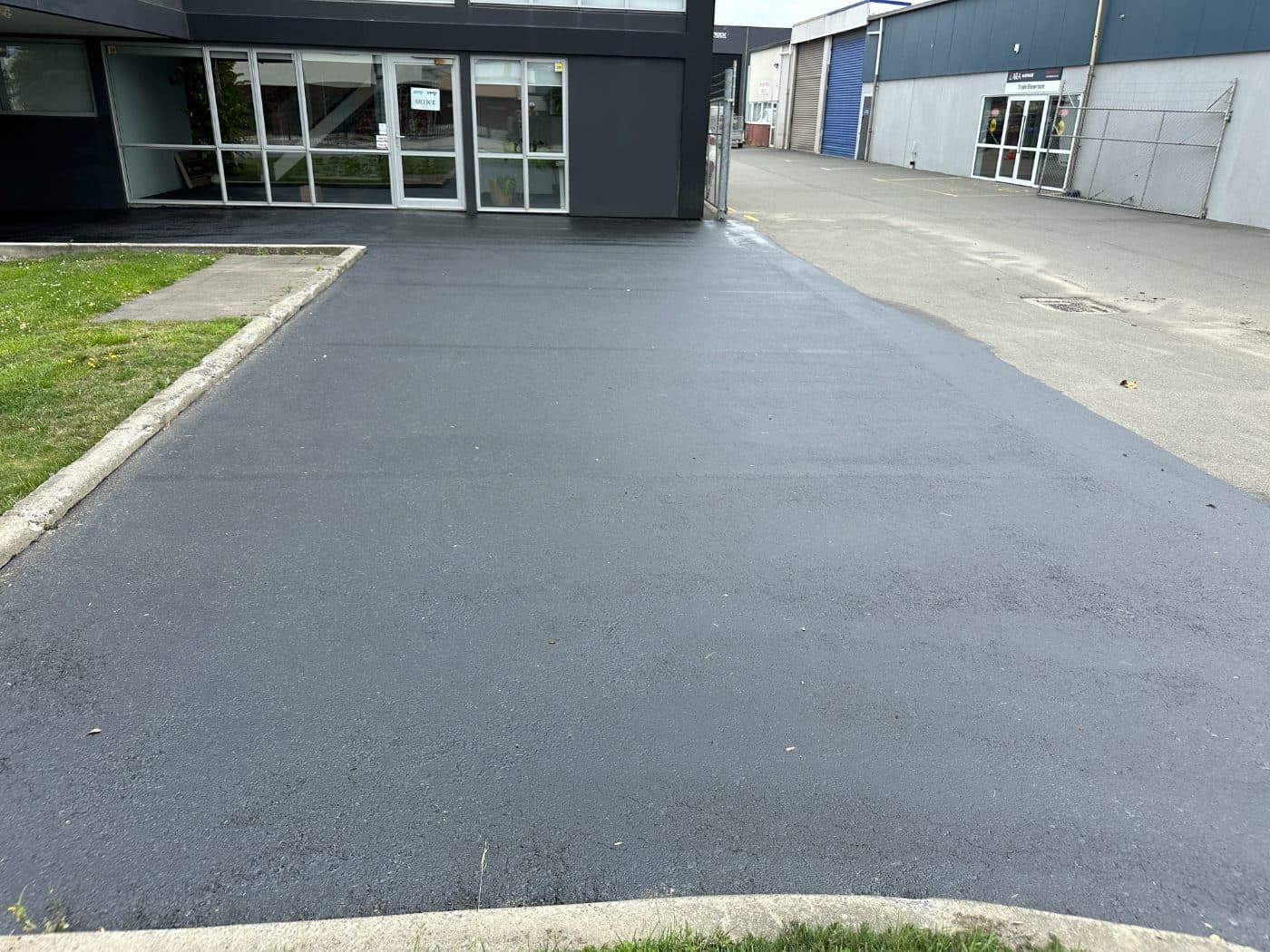Renewed driveway between buildings